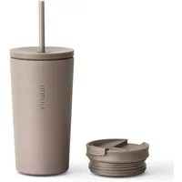 Vinsun Thermobecher Edelstahl Becher mit Strohhalm 480ml - Isolierbecher auslaufsicher, 4-tlg., Edelstahl, Doppelwandig isoliert, BPA frei, bruchfest, Kalt- und Heißgetränke