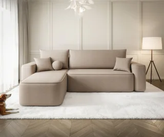 Ecksofa Schlafsofa Sofa AGEPO Stoff Curio Toffee Ottomane Links