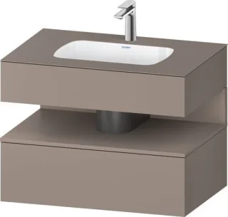 Duravit Qatego Einbauwaschtisch mit Konsolenwaschtischunterbau Basalt Matt 800x550x600 mm - QA478504 QA4785043430010
