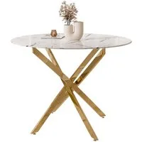 Lookway Esstisch CRISTAL II 100 cm Runder Esstisch mit Glasplatte, Durchmesser Ø 100 cm