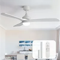 Sofucor Deckenventilator mit LED-Licht – Massivholzflügel & leiser Gleichstrommotor, ⌀ 132 cm, dimmbare Farbtemperatur, Timer & Winter-Sommer-Funktion