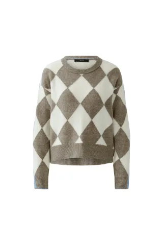 Oui - Pullover khaki white - Gr. - 44