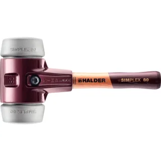 HALDER SIMPLEX - Schonhammer mit TE-Gehäuse und Holzstiel, TPE-mid Ø 80 - Länge Stiel 230 mm - 3003.082