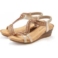 Vivance Sommerschuh, offener Schuh, Sandale, Keilsandalette, Sandalette mit Glitzerdetails, Keilabsatz & elastischem Riemchen VEGAN