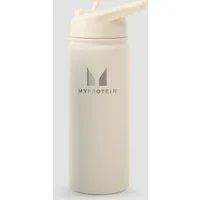 Myprotein Flip-Trinkhalm-Flasche aus recyceltem Metall, 500 ml – Naturcreme