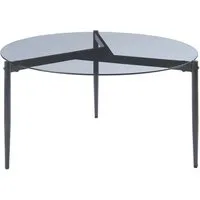 en.casa Couchtisch, »Ulökantaa« Ø80 x 40 cm rund Metallgestell Rauchglas, grau