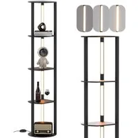 COSTWAY Stehlampe, 163cm, 4 drehbare LED-Streifen, 3 Helligkeit, Fußschalter