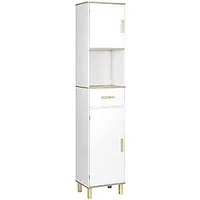 EUGAD Hochschrank (1-St) mit 5 Fächern 1 Schublade, weiß, 40x180x30 cm