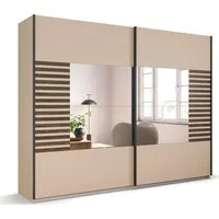 rauch Schwebetürenschrank Kleiderschrank Schrank Garderobe Schlafzimmerschrank BAREA Front- Auflage in moderner Lamellen-Optik und Spiegel MADE IN GERMANY