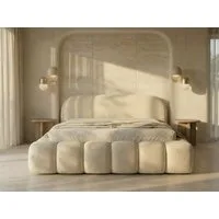 yourhouse24 Polsterbett Orlando Slim Bouclé kompaktes Wolkenbett mit Bettkasten, Bubble-Optik & Japandi