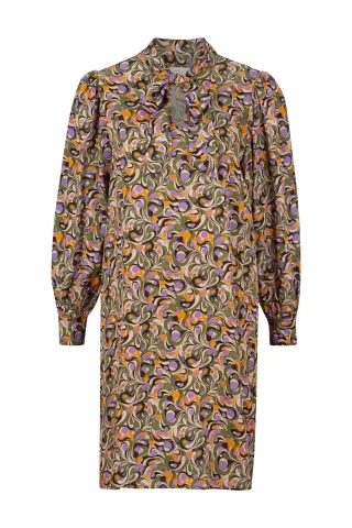 Rich & Royal - printed dress ecovero moss green - Gr. - 40