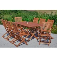 MERXX Garten-Essgruppe »Rio«, (Set, 7-tlg., Geöltes Eukalyptusholz), Ausziehtisch:, klappbar LxB: 110-160 x 90 cm