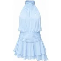 Gina Tricot Sommerkleid Halter neck mini dress - Neckholder Kleid Damen Minikleid hellblau