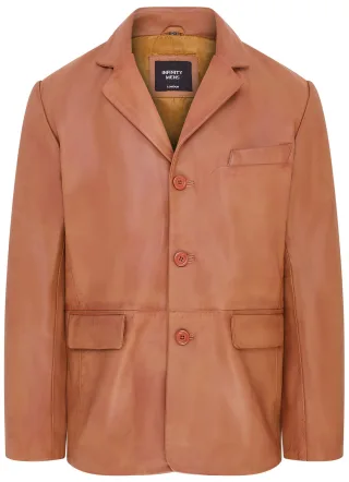 Herren-Blazerjacke aus italienischem Leder mit 3 Knöpfen – Fauske
