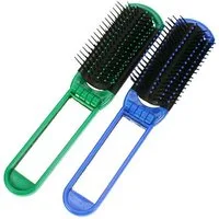 TSB Werk Haarbürste 2x Haarbürste Kamm Bürste mit Spiegel klappbar, Grün & Blau, Reisen, Unterwegs