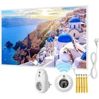 Bringer Infrarotheizung Bildheizung, Bild Infrarotheizung mit Rahmen, Motiv: Santorini, Griechenland