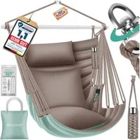 KESSER Hängesessel Haiti 150kg Traglast, Indoor & Outdoor Hängestuhl (Hängeschaukel mit 2 Kissen, Tragetasche, Flaschenhalter & Montage-Set), 360° Hängematte Pflegeleicht, UV-beständig & Wasserfest
