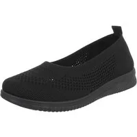 Ital-Design Leichter Freizeitschuh mit atmungsaktivem Obermaterial Slipper (91512048) Keilabsatz/Wedge Mokassins in Schwarz