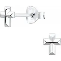 Order & Smile Schmuck Paar Ohrstecker Kreuz Ohrringe: 925 Silber Ohrstecker