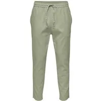 ONLY & SONS Stoffhose Leinen Baumwolle Stoffhose mit Tunnelzug ONSLINUS ONSLINUS CROP 0007 COT LIN PNT NOOS