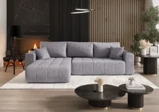 Ecksofa Schlafsofa CAMILA Stoff Monolith Sky Ottomane Links