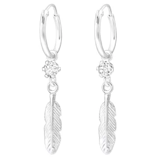 Feder Ohrringe aus 925 Silber