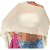 nsihing Schal Strandponcho Damen Schal, Transparenter Häkelponcho Sommer, Schulterfreies Cover-Up für Strand, Pool & Urlaub