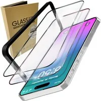 Nalia Schutzfolie Apple iPhone 16 Pro Max, 2x Schutzglas & 1x Schablone / Klarer Displayschutz mit schwarzem Rand