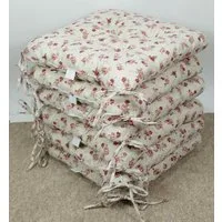 Rattani Sitzkissen Set 6x Stuhlkissen/Sitzkissen Klara 42 x 42 x 8 cm Stoff Mirha Leinen