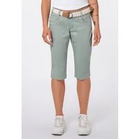 SUBLEVEL Caprihose Damen Stretch-Capri mit Gürtel Stretch-Twill-Shorts, knielang, Paper Touch