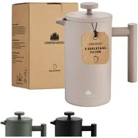 GRØNENBERG French Press Kanne 0,6 oder 1 Liter l Edelstahl Kaffeebereiter mit Thermo Effekt, 0.6l Kaffeekanne, Kaffeepresse inkl. 3 Ersatz-Filter