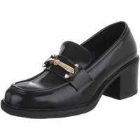 Ital-Design Elegante Slipper für Damen mit modischen Details und Absatz Pumps (91409558) Blockabsatz Pumps in Schwarz