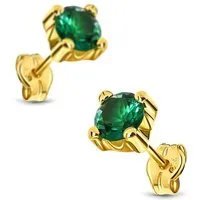 Miore Paar Ohrstecker MA9145E aus Gelbgold, Ohrringe 9 Karat 375 Gold - mit Smaragden