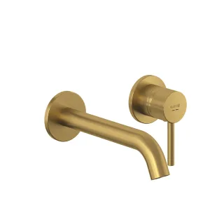 KLUDI BOZZ Waschtisch-2LOCH-WAND-Einhandmischer Ausladung 230 MM Brushed Gold 38245N076