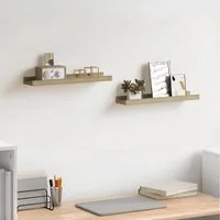 furnicato Wandregal Praktisches MDF Sonoma-Eiche 40x9x3 cm, 2er Set, 2-tlg., Stabile Wandablage mit 5 kg Tragkraft für Bücher und Sammlerstücke
