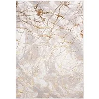 Mazovia Designteppich Modern Teppich für Wohnzimmer - Beige Creme mit Gold, 80 x 150 cm