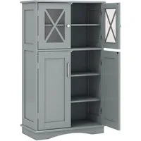 COSTWAY Badkommode Badezimmerschrank, mit 4 Türen, verstellbar