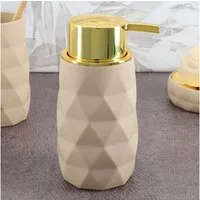 LikeKa Badaccessoire-Set Goldeffekt Seifenspender Toilettenbürste Seifenschale Kosmetikeimer
