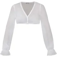 MarJo Dirndlbluse Dirndlbluse Arnstein Langarm weiß