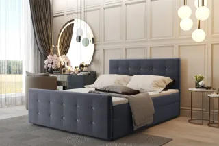 Boxspringbett Schlafzimmerbett CARLOS 200x220cm Stoff Soro Jeans inkl.Bettkasten