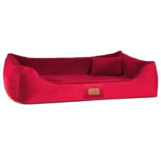 Tierlando FLOYD - Ultraweiches orthopädisches Hundebett High-Tech-Velours und Plüsch VISCO dunkelrot 80 cm, 22 cm, 60 cm