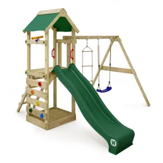 Spielturm FreeFlyer mit Wellenrutsche & Sandkasten - Kletterturm aus massivem europäischem Holz für unvergessliche Abenteuer im Garten - Wickey