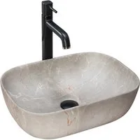 wohnwerk.idee Aufsatzwaschbecken Waschbecken Naturstein Beton Stein Optik Livia Beige Grey Stone