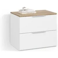 Livinity® Kommode Piave, Weiß/Sonoma, mit 2 Schubladen (1 St)