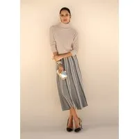 MADELEINE Maxirock Eleganter Jacquard-Rock für kühle Tage Horizontales Strickmusterung, elastischer Bund, wadenlang