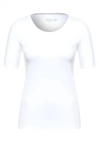 Cecil - T-Shirt in Unifarbe weiß - Gr. - S