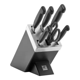 ZWILLING VIER STERNE 7-tlg, Selbstschärfender Messerblock, Schwarz