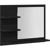 vidaXL Badezimmerspiegelschrank Badspiegel Schwarz Eichen-Optik 60x10,5x45 cm Holzwerkstoff (1-St)