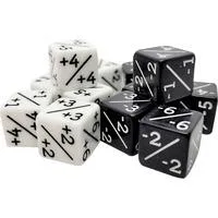 Würfelset Opaque D6: Counter Dice +/- Black/White (12)