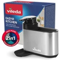 Vileda Küchenorganizer-Set Spülbeckenorganizer mit Seifenspender Edelstahl, (Set, Set), mit Seifenspender für Schwämme & Bürsten